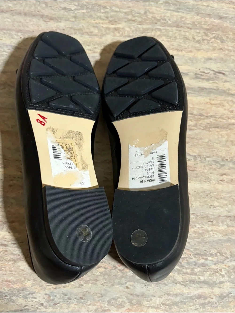 Tory Burch Laila Driver Black Leather Bow Ballet Flats with Gold Logo Charms